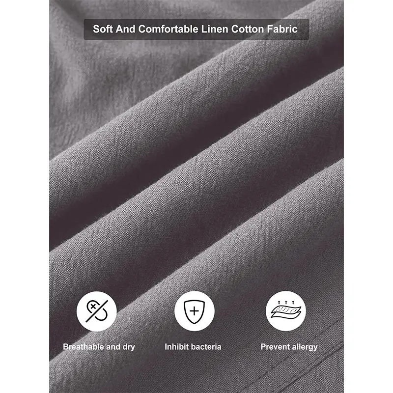 Custom Wholesale Men's Cotton Linen Shorts Elastic Waist Drawstring Short Supplier (4)z6i