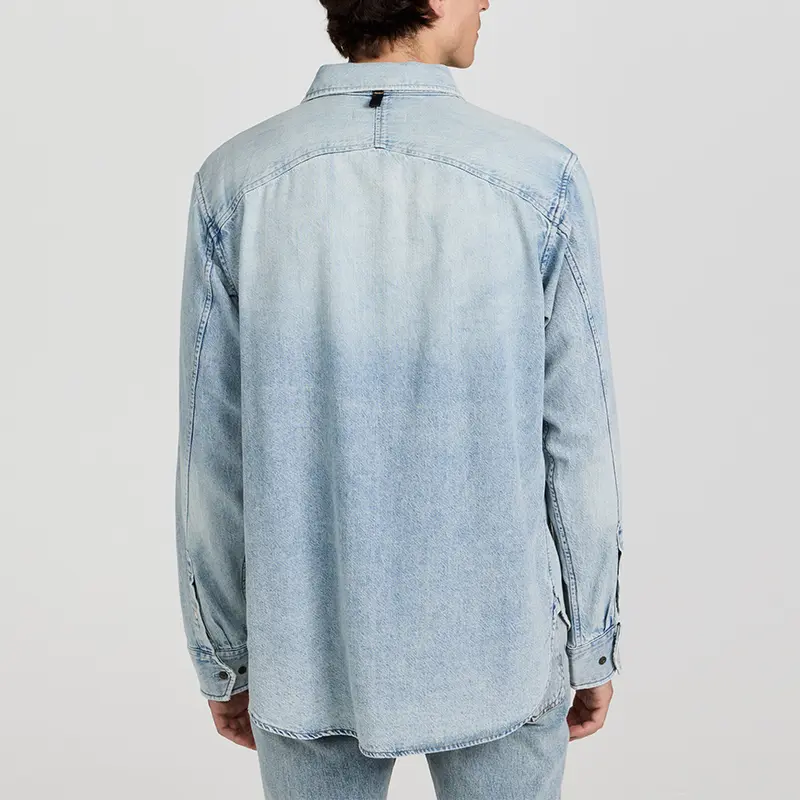 Custom Wholesale Classic Denim Shirt Long Sleeves Button Down Men Shirt Supplier