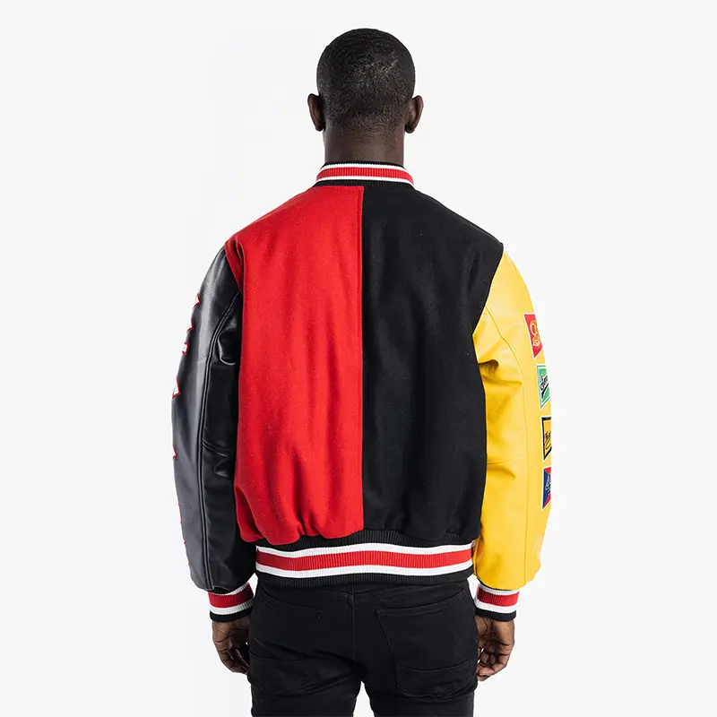 Custom Wholesale Men's Embroidered Letterman Bomber Jacket Manufacturer