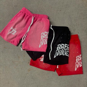 Custom Streetwear Drawstring Vintage Applique Sweat Short Manufacturers