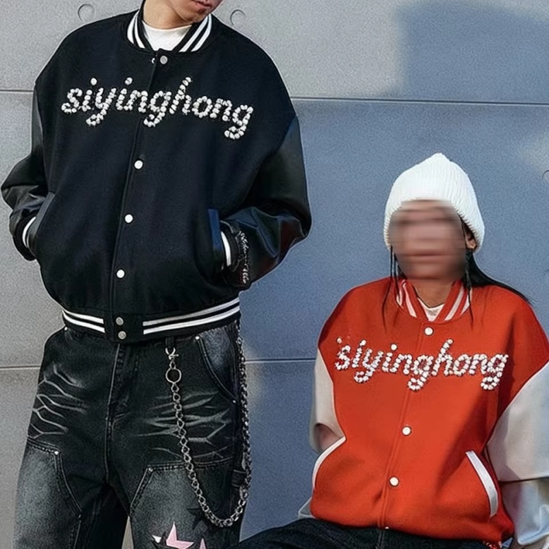 Custom Pearl-Embellished Bomber Jacket