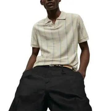 Custom Wholesale Mens Polo Shirt Soft Cotton V-Shaped Striped Shirt Supplier