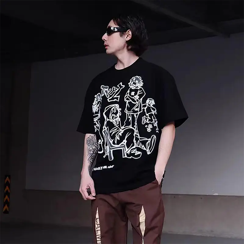 Custom Wholesale Mens Oversize T Shirts Cotton Tops Funny Print Shirt Factory
