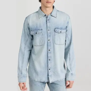 Custom Wholesale Classic Denim Shirt Long Sleeves Button Down Men Shirt Supplier