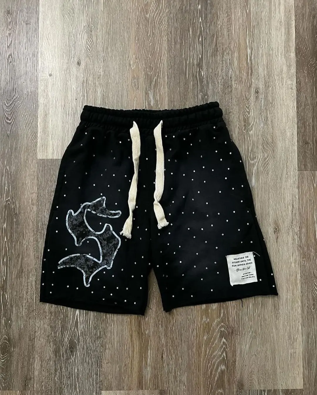 Streetwear Drawstring Vintage Applique Sweat Short (2).jpg