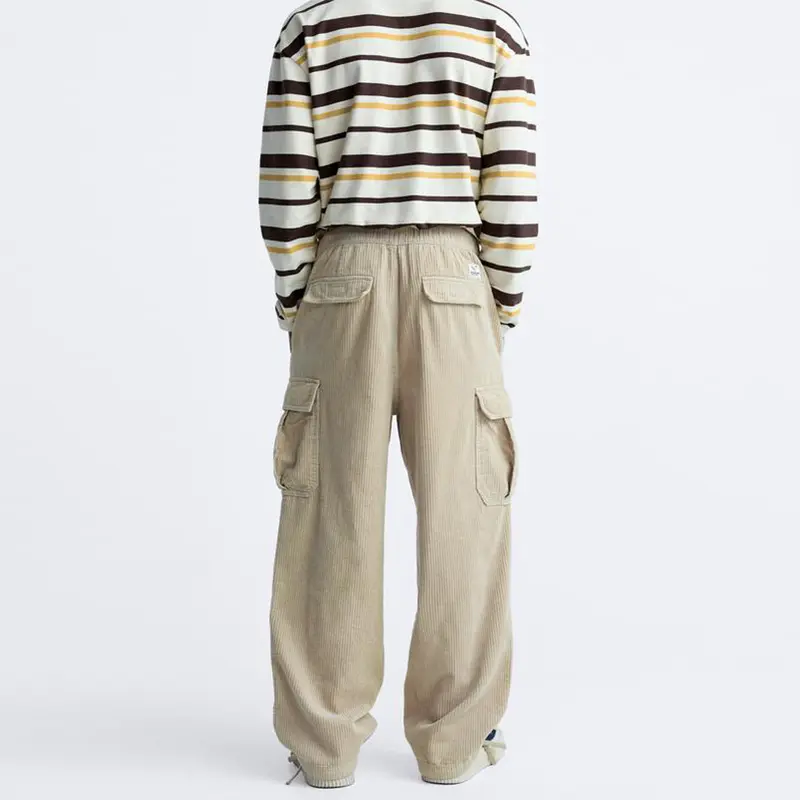 Custom Wholesale Corduroy Cargo Pants elastic waistband Mens Cargo Pants Suppliers