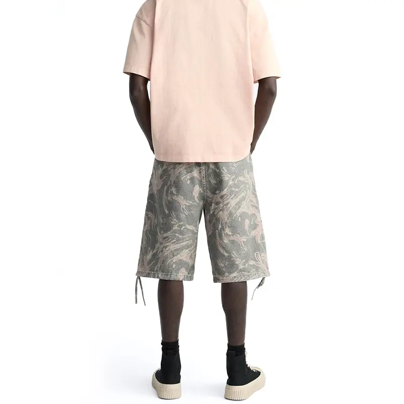 Custom Wholesale Mens Washed Cargo Shorts Elastic Waistband Cotton Shorts Suppliers