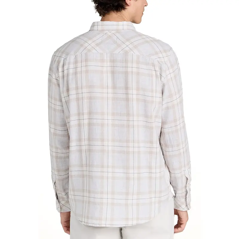 Custom Wholesale Lightweight Plaid Shirt Button Placket Long Sleeves Shirt Factory