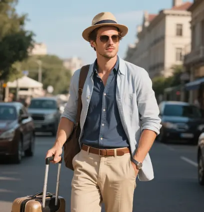 Men's travel dressing guide, light and stylish