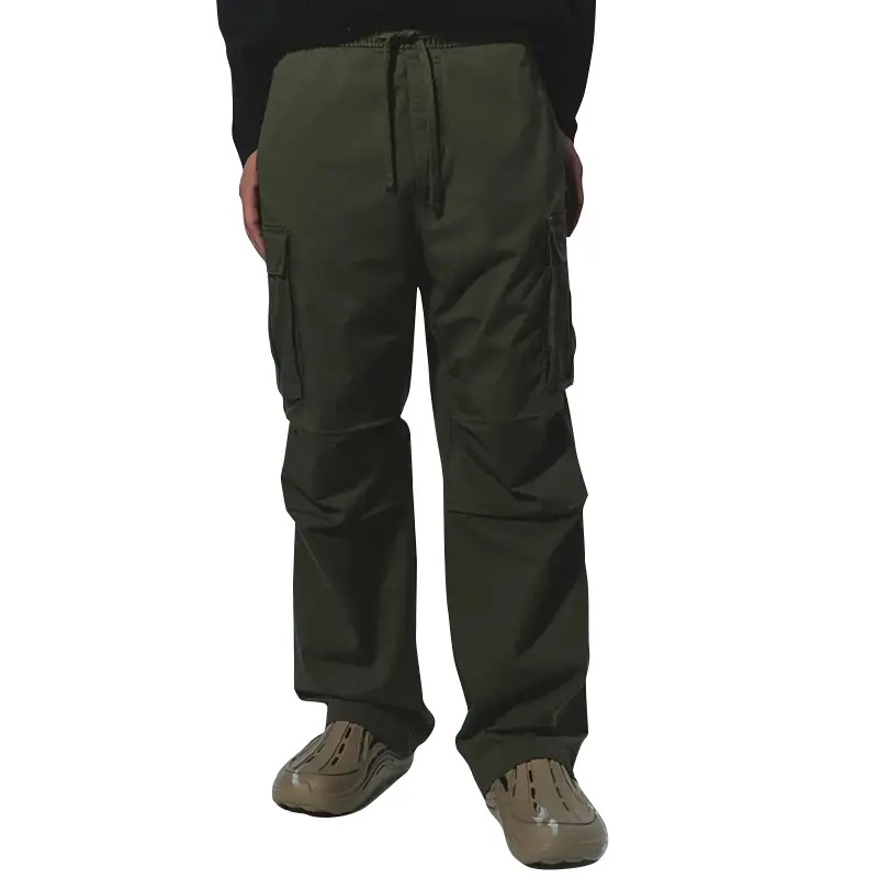Custom Wholesale Mens Relaxed Fit Cargo Pants Cotton Straight Leg Design with Pockets Factory