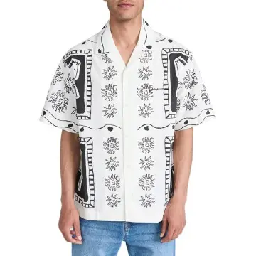 Custom Wholesale Horse Graphic Men Shirt Short Sleeves Button Down Shirt Factory