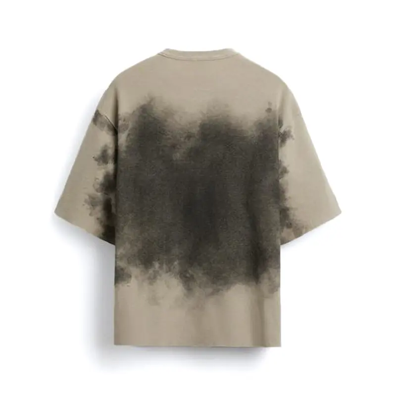 Custom Wholesale Men Spray Print Knit Fabric T-shirt Supplier Grey (8)a2p