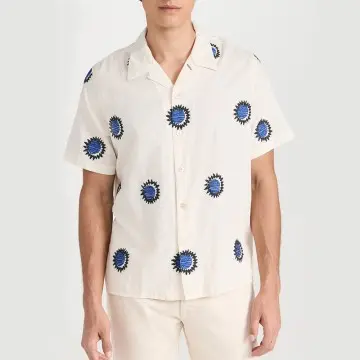 Custom Wholesale Men Casual Shirt Short Sleeves with Sun Embroidery Supplier