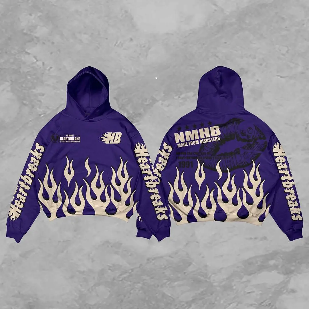 Men's Custom flame-printed graphic Hoodies Manufacturers