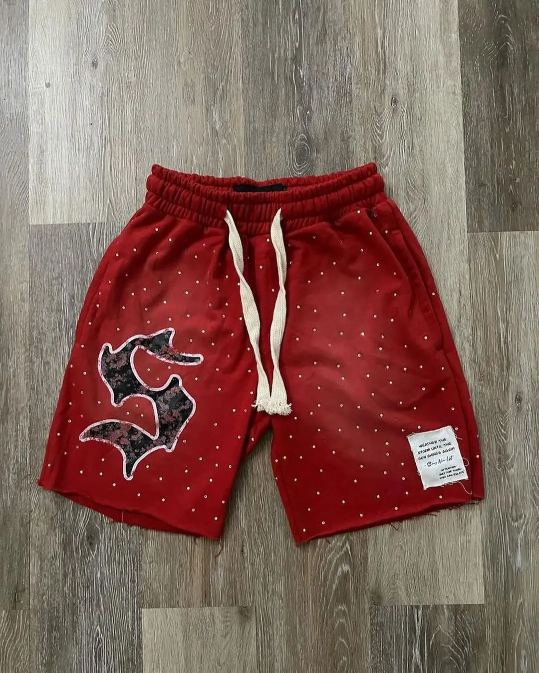 Streetwear Drawstring Vintage Applique Sweat Short (6).jpg