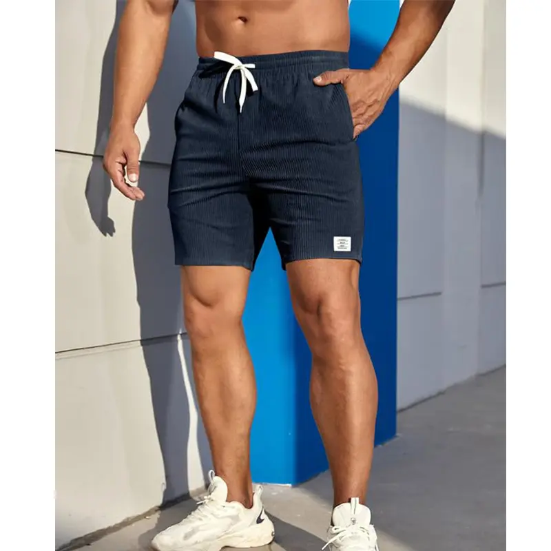 Custom Wholesale Men's Corduroy Shorts Casual Drawstring Lightweight Short Factory (8)7b5