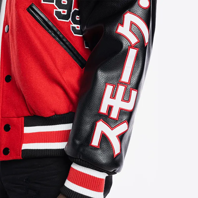 Custom Wholesale Men's Embroidered Letterman Bomber Jacket Manufacturer