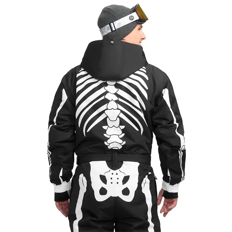 Custom Wholesale Men's Skeleton Ski Suit Black White One Piece Ski Suits Supplier  (2)gav