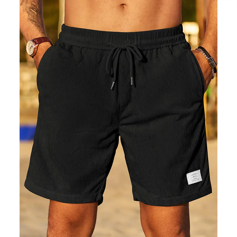 Custom Wholesale Men's Corduroy Shorts Casual Drawstring Lightweight Short Factory (4)8p7