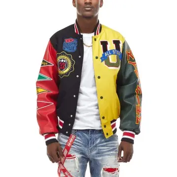 Custom Wholesale Men's Embroidered Letterman Bomber Jacket Manufacturer